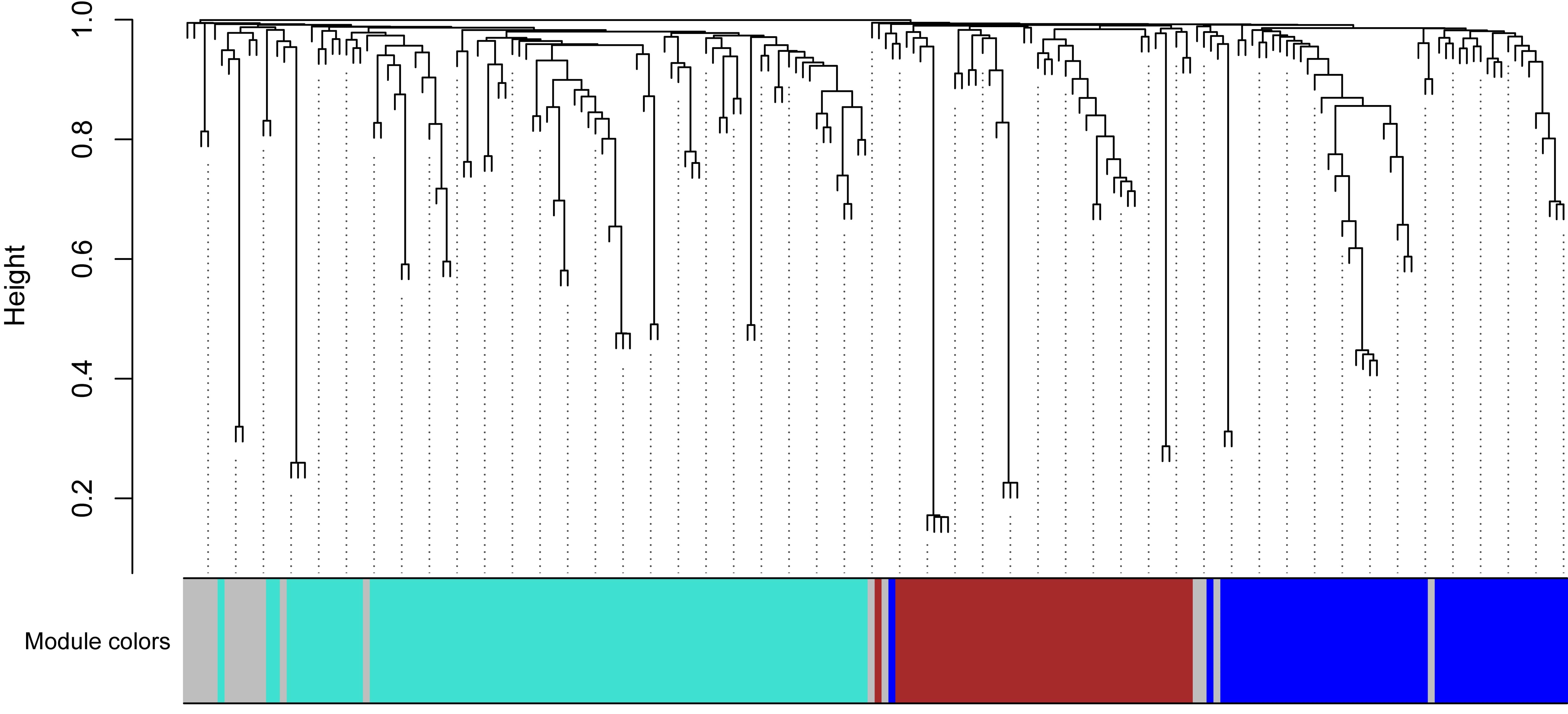 Weighted gene co-expression network analysis (WGCNA) was
performed for integrated modular analysis of serum and fecal metabolites. A
total of 200 metabolites were included, consisting of 50 serum differential
metabolites and 150 fecal differential metabolites with the largest variance. The
analyzed samples comprised the HC group (n = 18) and the HTN group (n = 19).