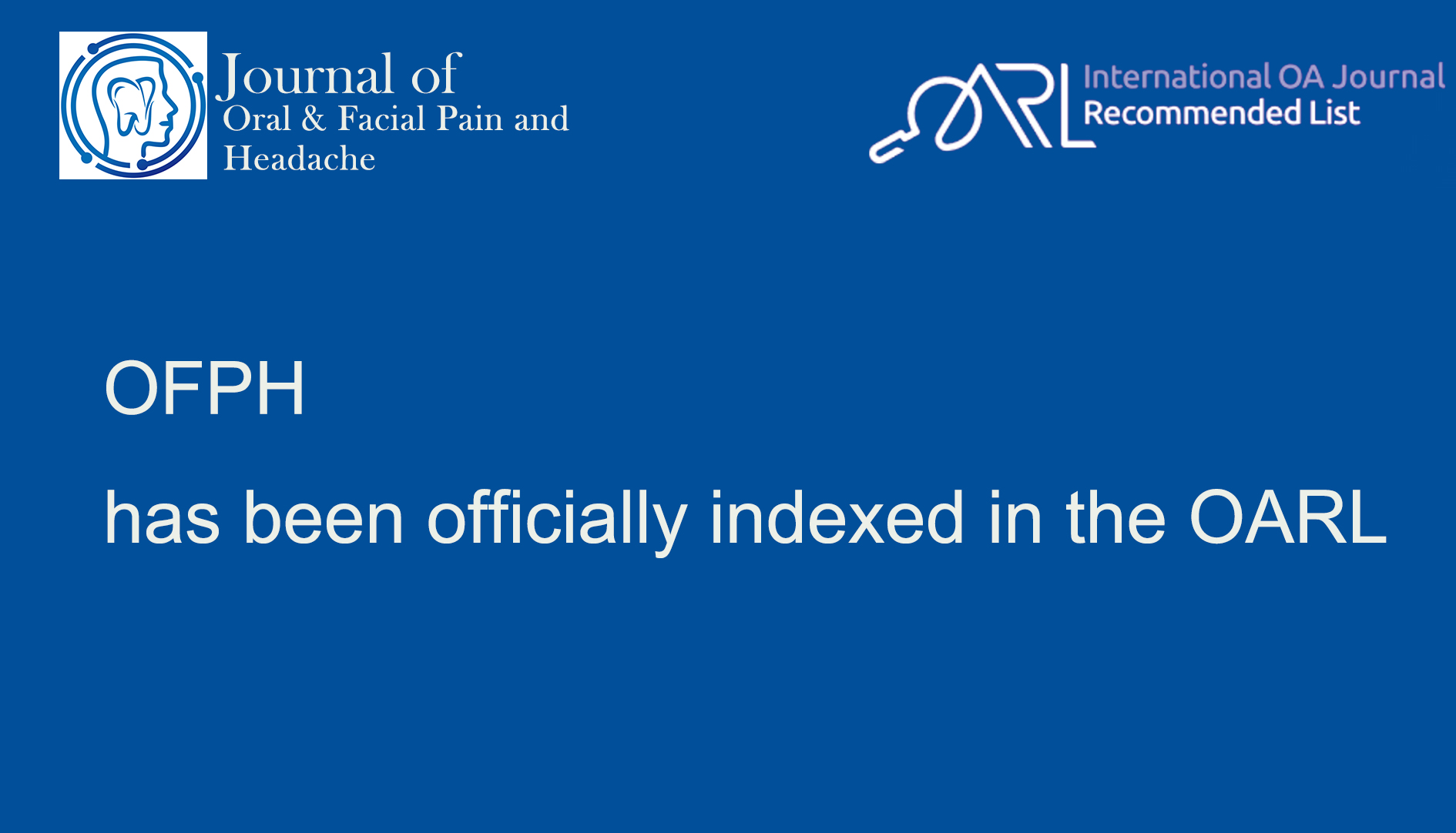 OFPH has been officially indexed in the OARL