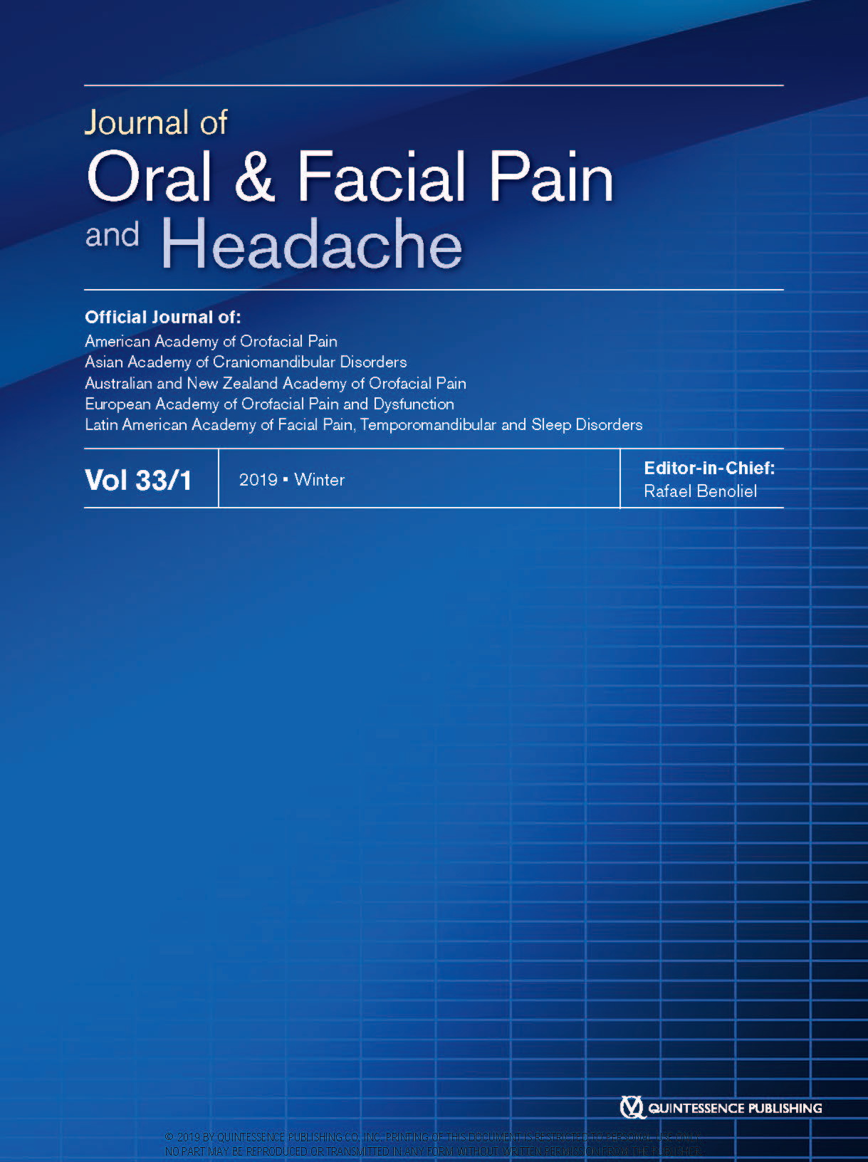 JOFPH Volume 33 Issue 1 cover